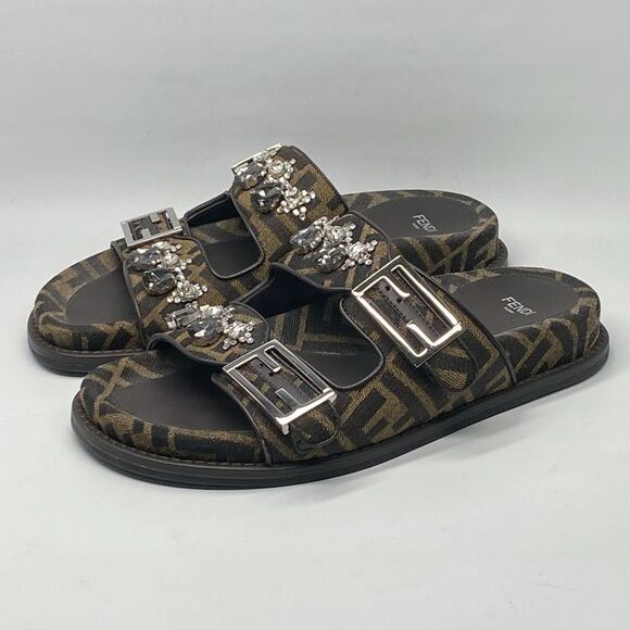 Fendi Feel Jewel Buckle Slide Sandals size 38 - Picture 4 of 13